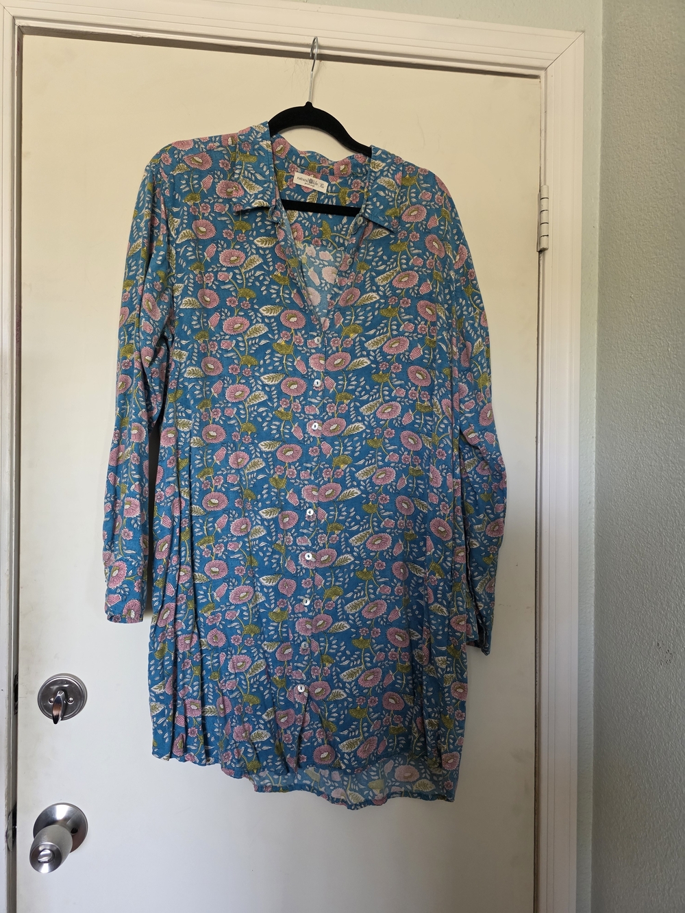 NATURAL LIFE Blue Floral Button-Front Shirt Dress